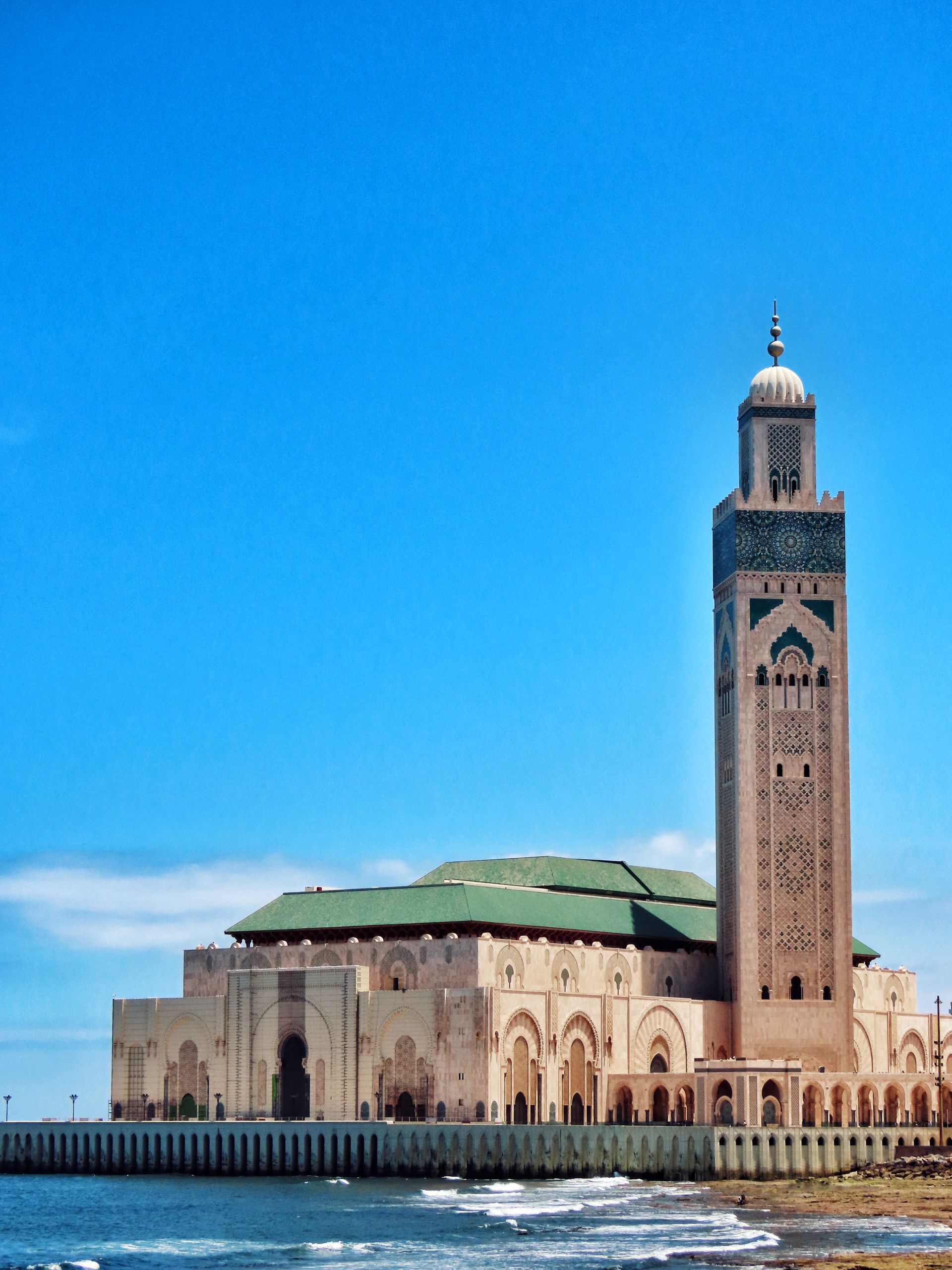 Hassan II Mosque by the ocean in Casablanca
